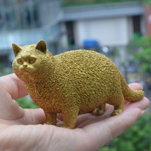 Lost Wax Casting Cute Brass Cat Figurine Crafts,Copper Metal Fat Cat Statue,Home Decor Desk Decor Ornaments,Metal Cat Fine Gift