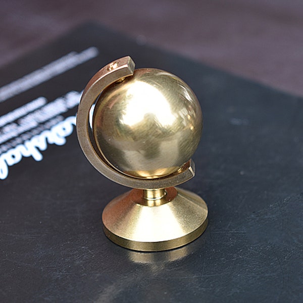 1pcs Fine Solid Copper Brass Globe Fidget Spinner, Handle plaything Desk Toys, Metal Artwork Craft EDC Nice Gift