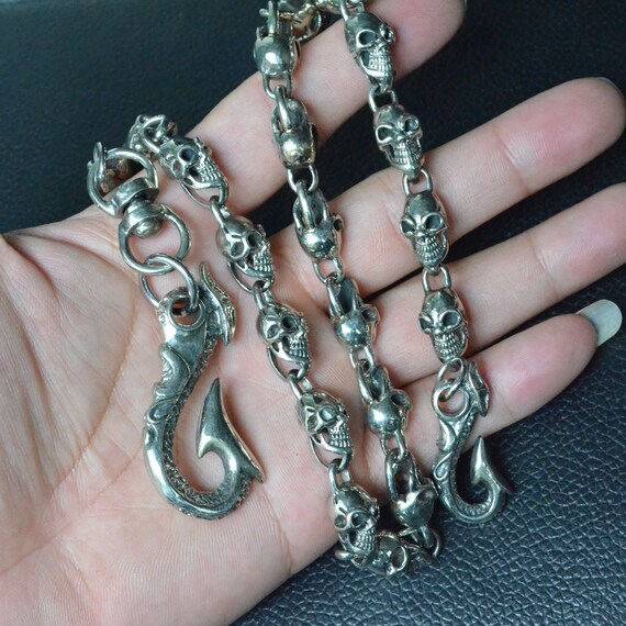 Handmade Pure Copper Skull Pants Chain 
