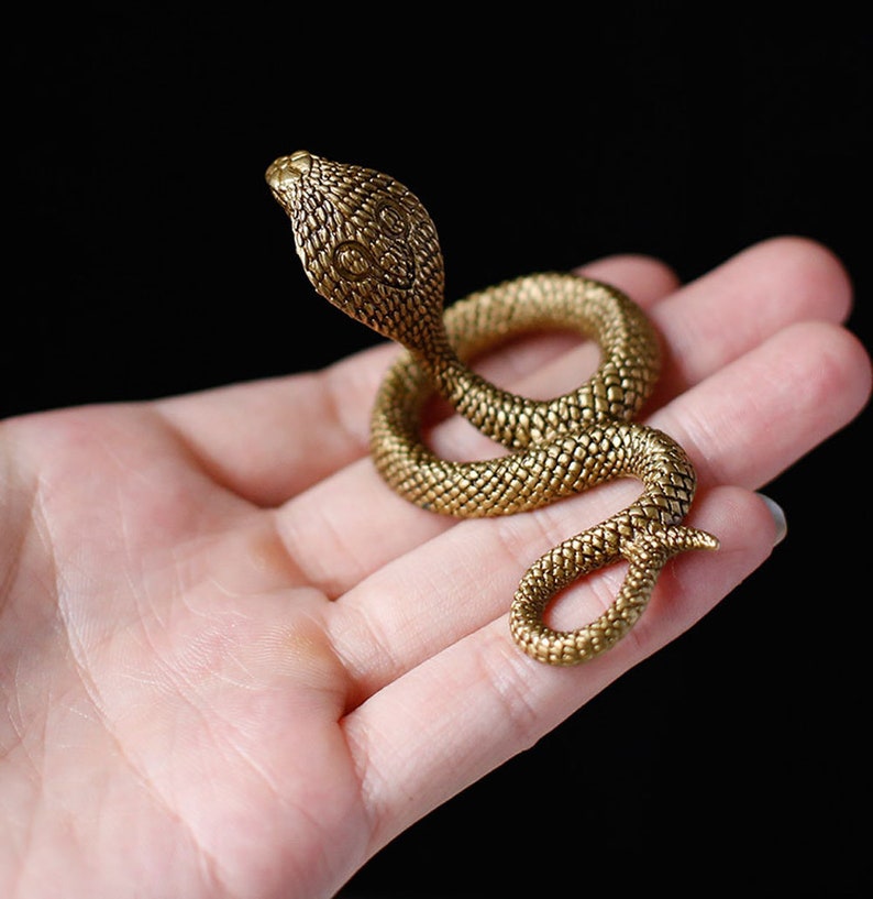Fine Lifelike Solid Brass Casting Cobra Snake Statue Copper Etsy