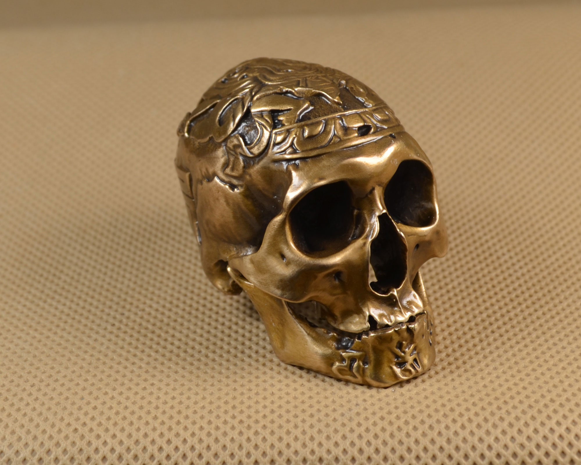 Handmade Vintage Copper Brass Cast Skull Mini Human Skull Gothic Table Display