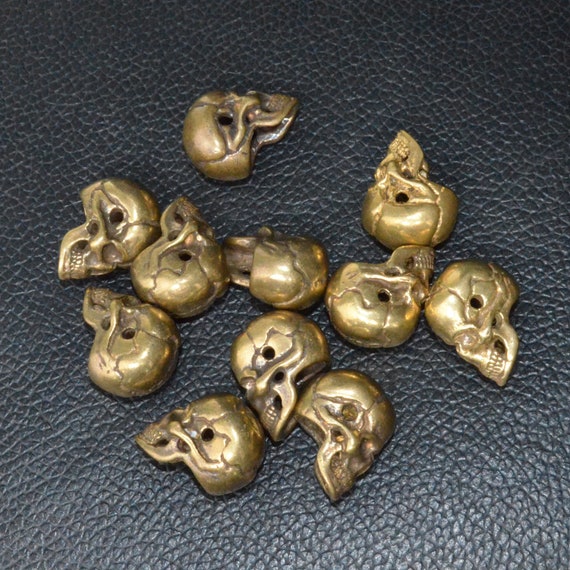 Copper Brass casting Hand polished Skull Bead DIY Pendant Key pendant Bracelet