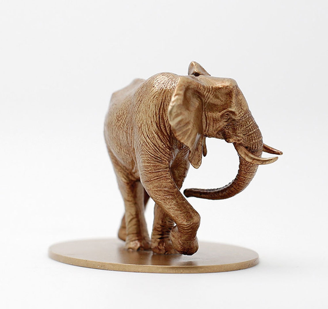Solid Copper African Elephant Cute Statue Brass Lost Wax Etsy