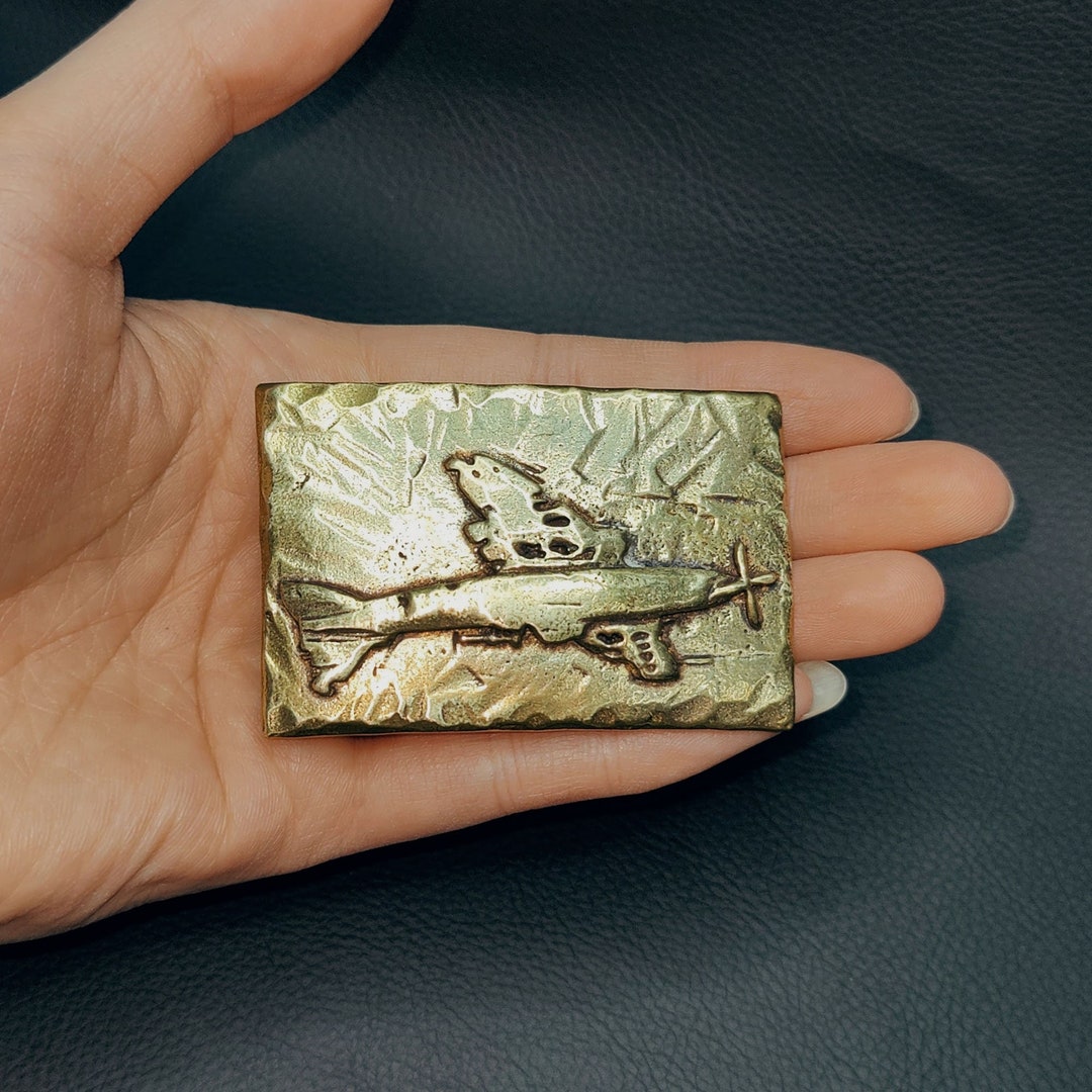 Vintage Copper Belt Buckle,bomber Pattern Square Brass Belt Buckle,hand