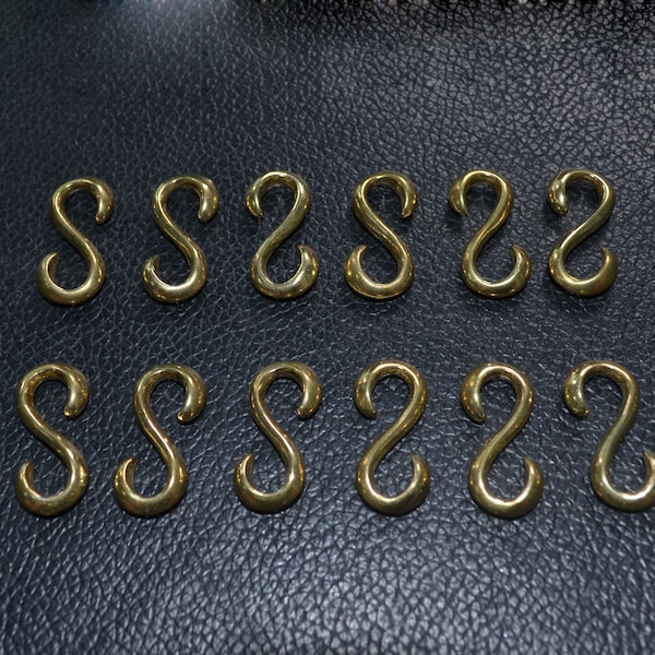 12 crochets en S en cuivre et laiton, pièce de bricolage en fonte de cuivre blanc polie à la main, accessoires de fermoir à crochet pour sac de bracelet porte-clés