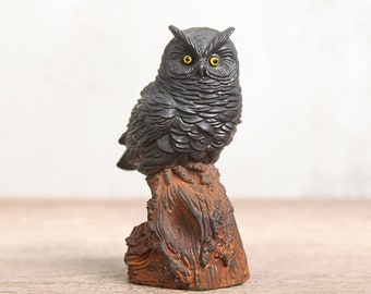 Vintage Iron Casting Owl Statue,Metal Iron Powder Owl Statue Ornament,Iron Powder Resin Mixed Sculpture Art Craft, Desk Decoration Gift