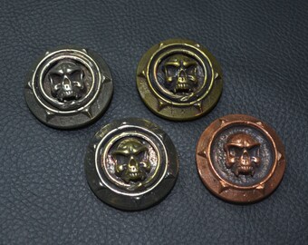 6 pcs Solid Brass Copper Red Copper Skull Screwback Conchos DIY Wallet Leather accessories, Handmade Lost wax casting