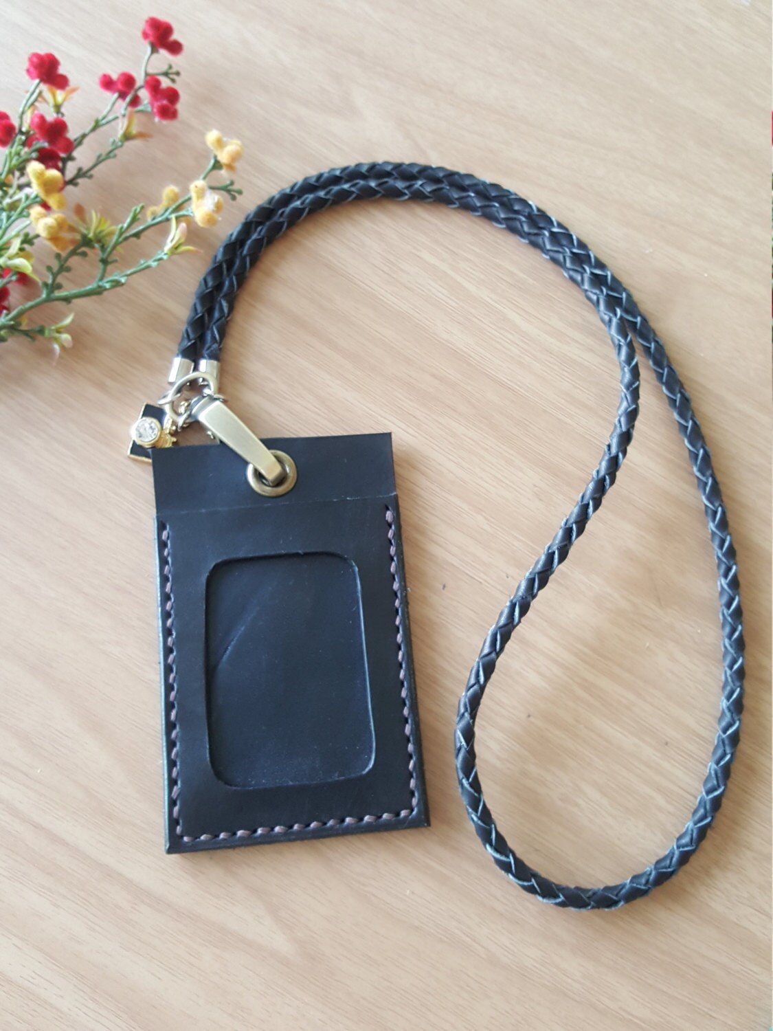 Leather ID Card Holder ID Card Holder Leather ID Badge Etsy