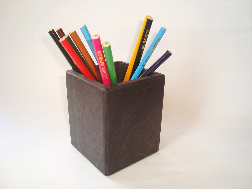 Desk organizer. Pen holder. Pencil holder. Wooden Pencil and Etsy