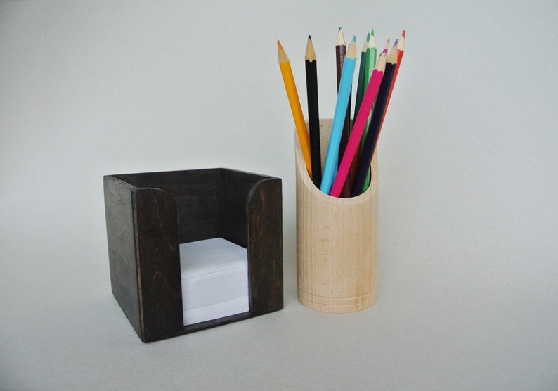 Set Wood Pen Holder Clip Paper Holder Pencil Holder Wooden Etsy