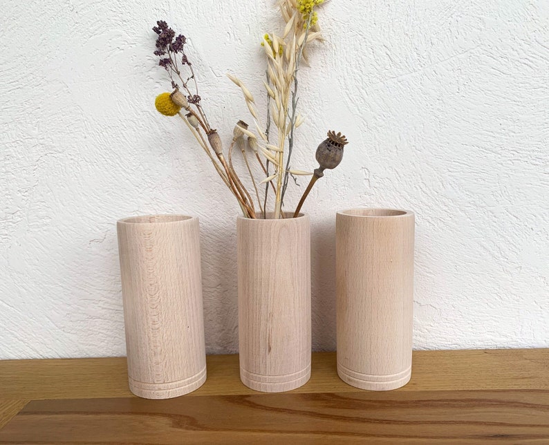 3 Wooden vases. Wood vase. Wood holders. Pencil pot. Pencil Etsy