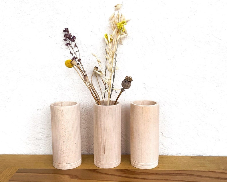 3 Wooden vases. Wood vase. Wood holders. Pencil pot. Pencil Etsy