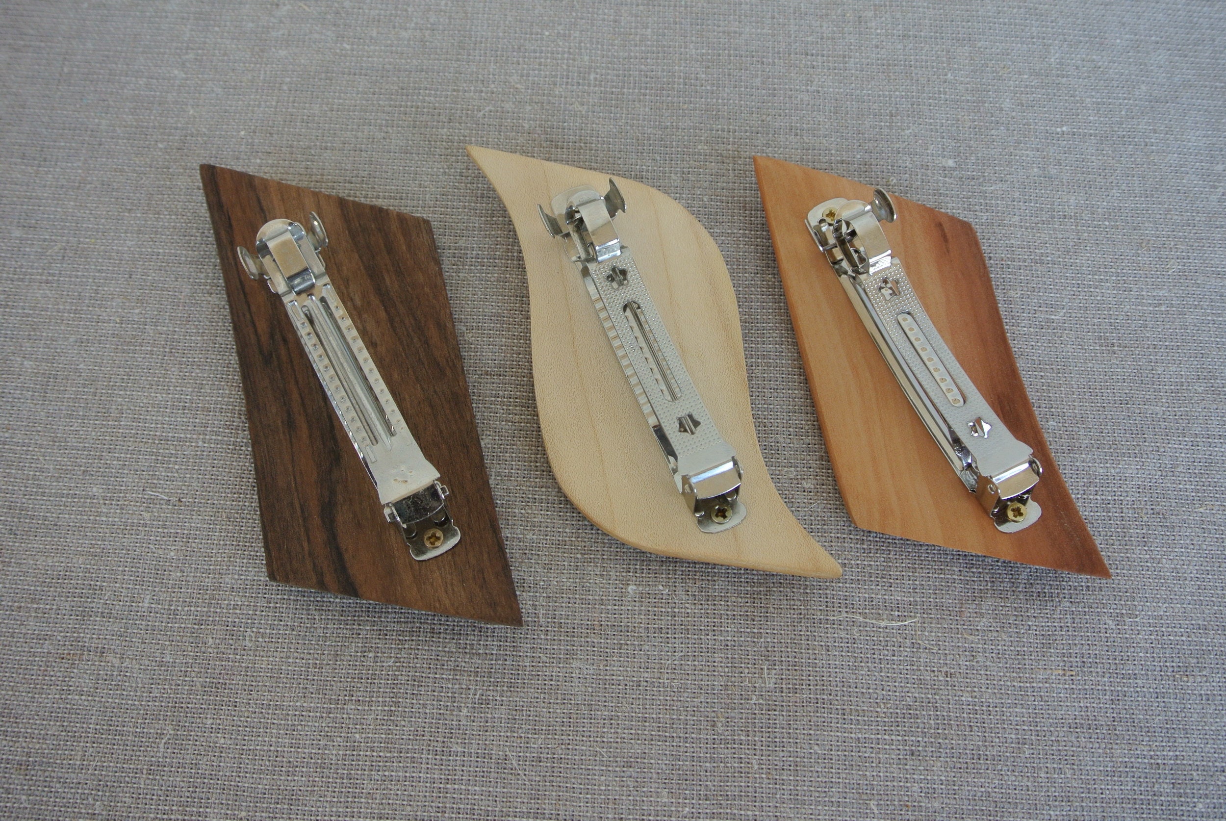 3 wood barrettes. Wooden barrettes. Hair accessories. Wooden Etsy