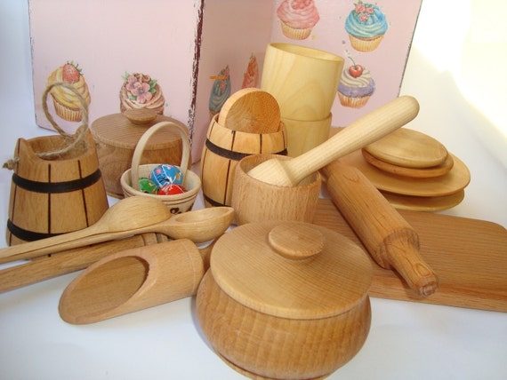  Kitchen  set  29 pcs in wood box for kids  play Wooden 