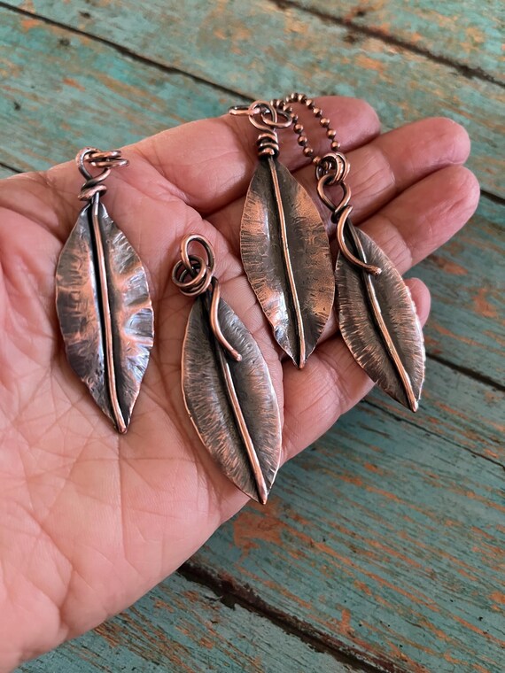 FoldFormed Copper Leaf Pendant