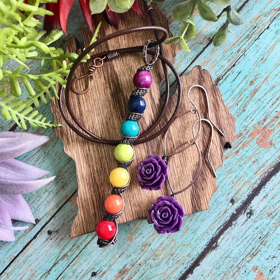 Purple Flower Boho Pendant