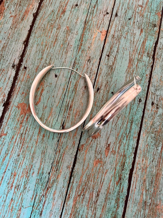 Large Lightweight Stering Silver Hoop Earrings