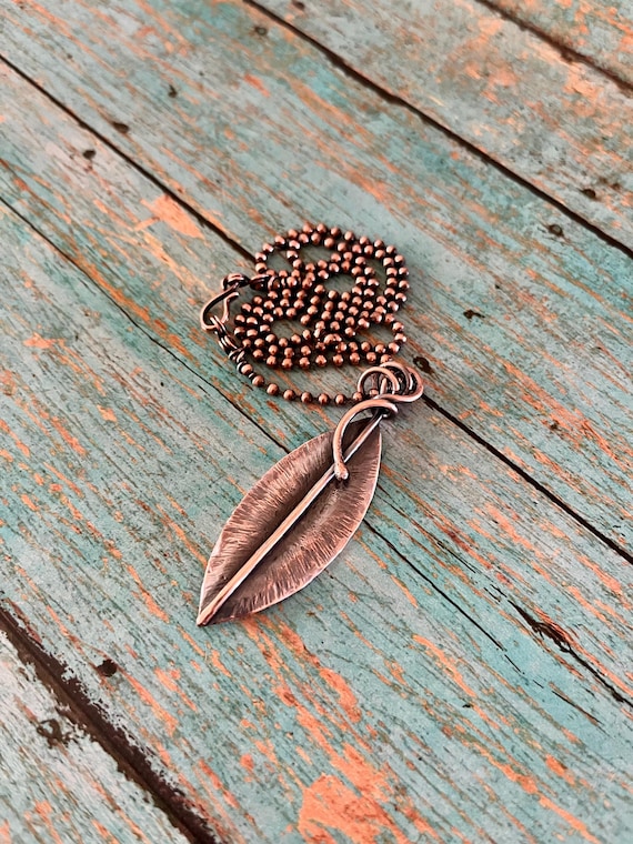 FoldFormed Copper Leaf Pendant