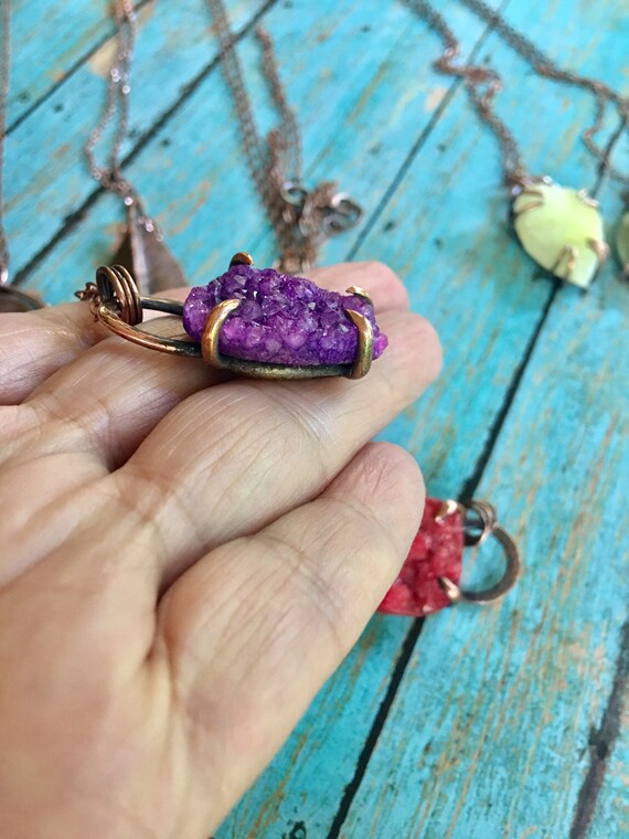 Purple Quartz Druzy Pendant