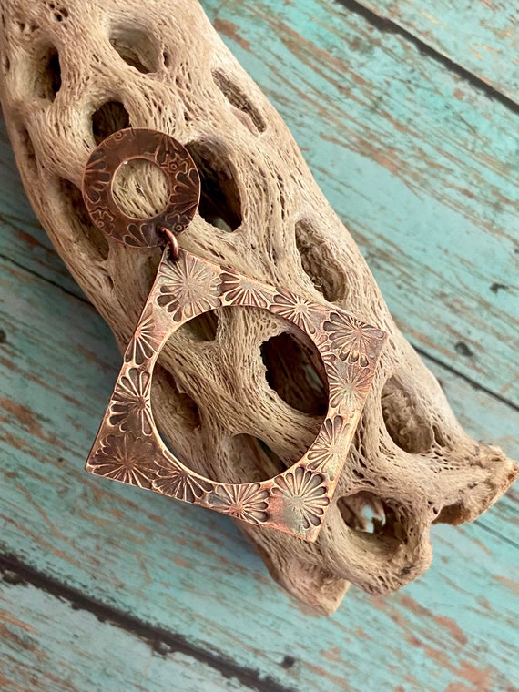 Long Post Copper Earrings