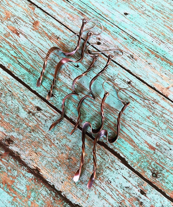 Twisted Spiral Copper Earrings