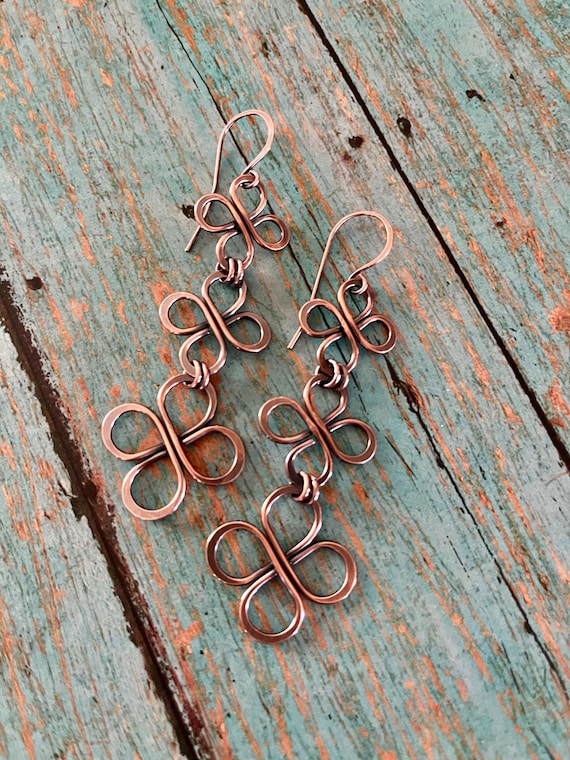 Three Tier Copper Wire Earrings
