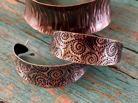 Lightweight Concave Copper Post Earrings