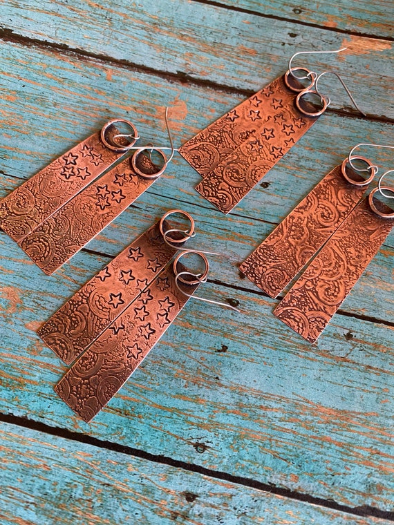 Rustic Hammered Copper Earrings