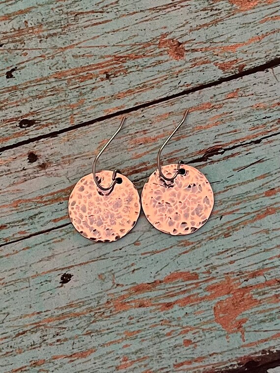 Small Copper Disk Earrings