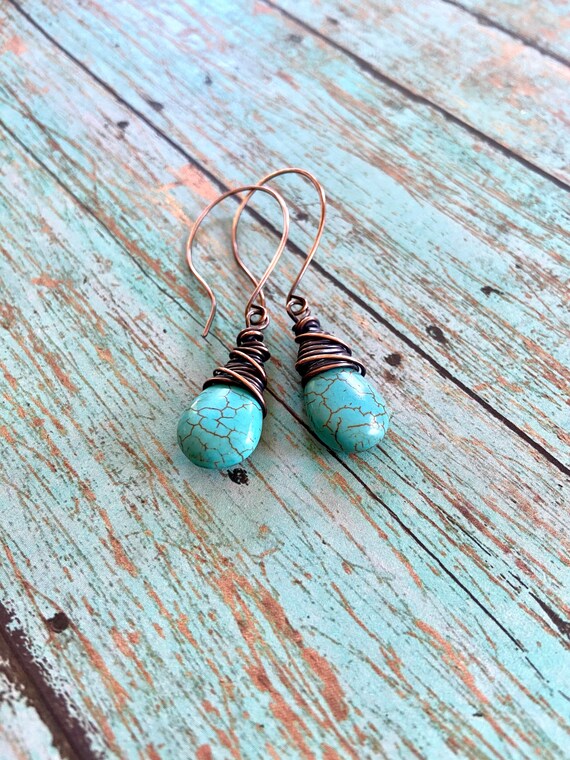 Black Onyx Copper Earrings
