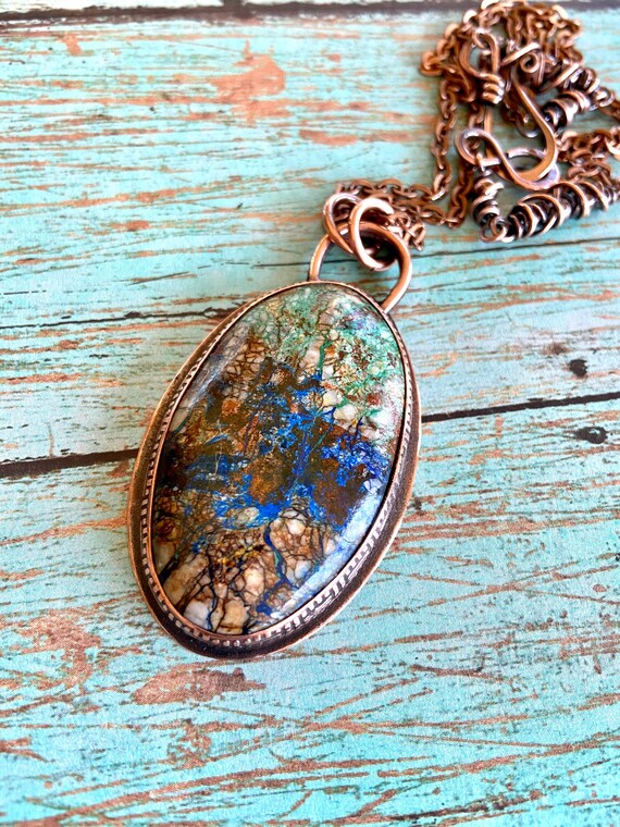 Azurite Malachite Copper Necklace