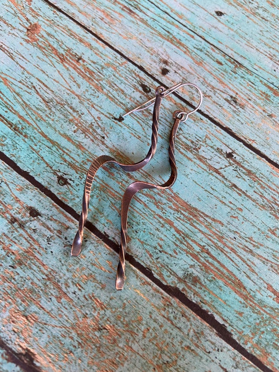 Twisted Spiral Copper Earrings