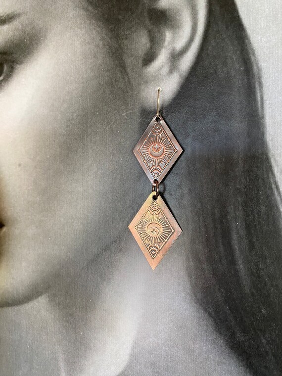 Two Teared Copper Earrings