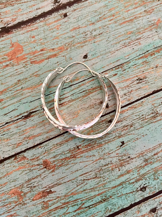 Lightweight Stering Silver Hoop Earrings