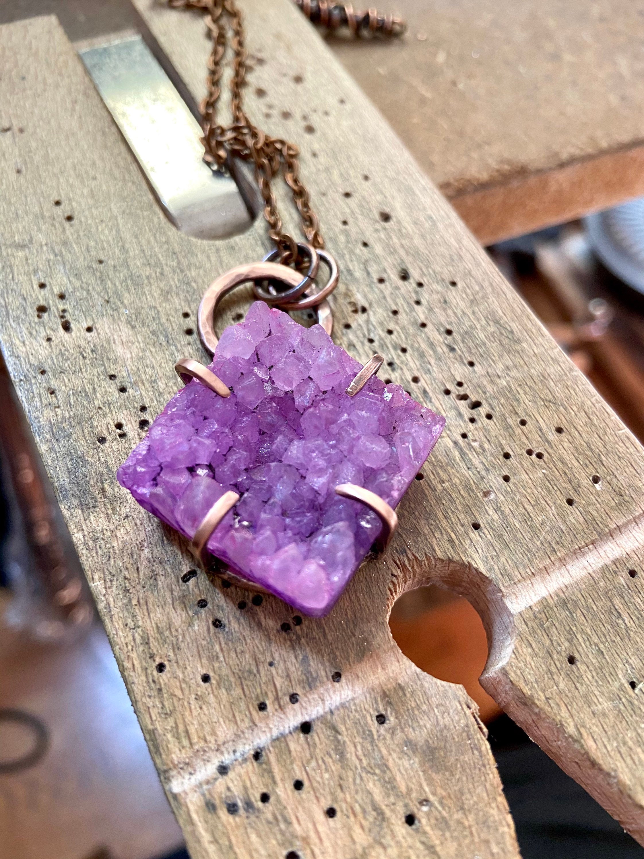Purple Quartz Druzy Pendant