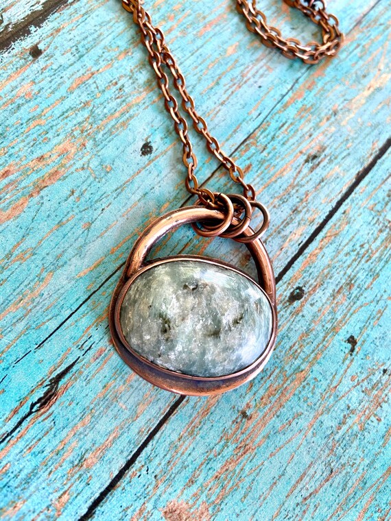 Rustic Paisley Boho Copper Stone Pendant