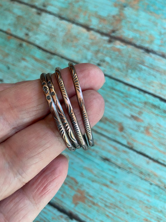 Stamped Oval Copper Stamped Hoops