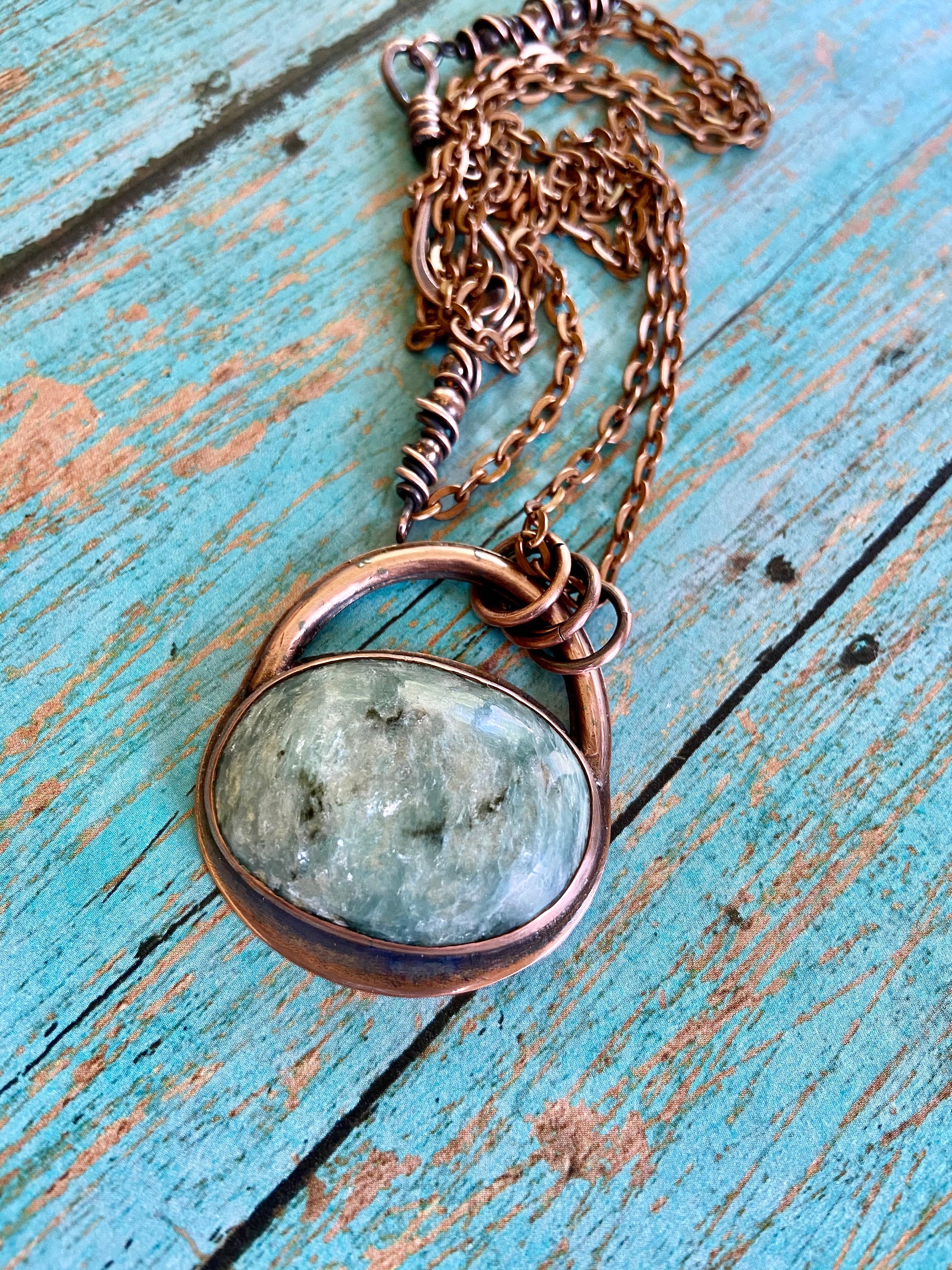 Rustic Paisley Boho Copper Stone Pendant