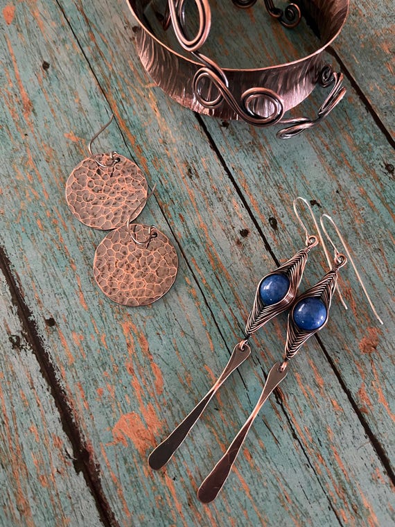 Small Copper Disk Earrings