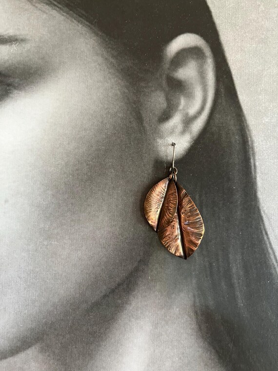 FoldFormed Copper Leaf Dangle Earrings