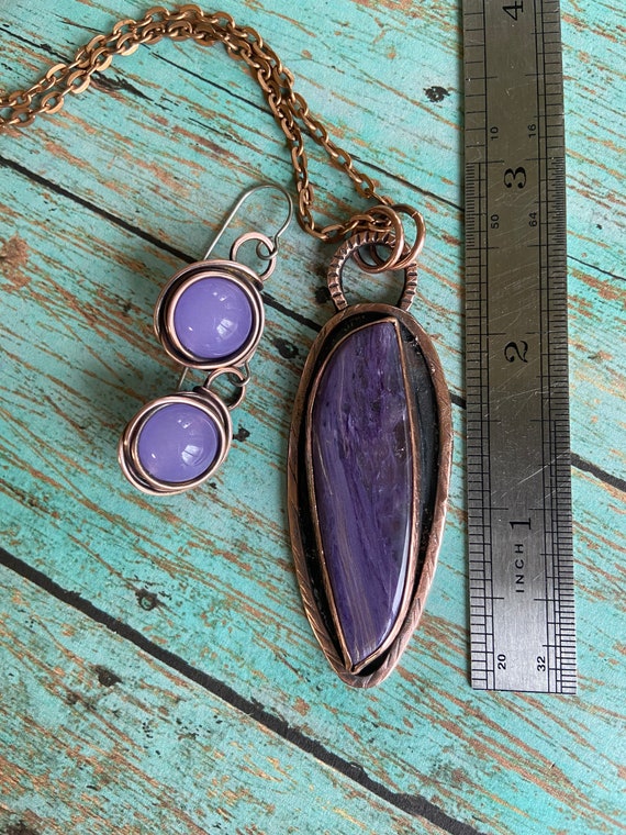 Rustic Purple Charoite Jade Copper Set