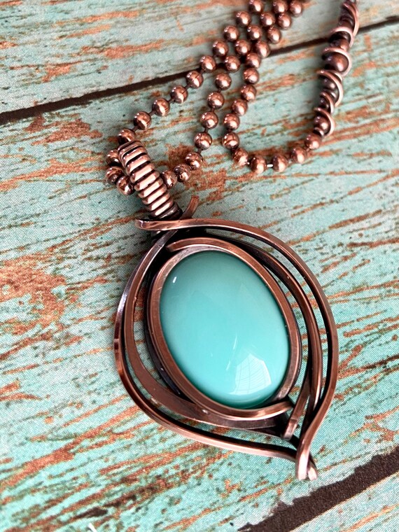 Light Blue Turquoise Copper Pendant