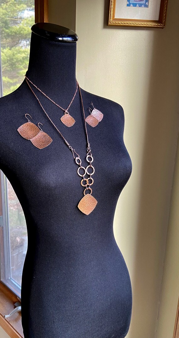 Small Rustic Square Hammered Copper Set