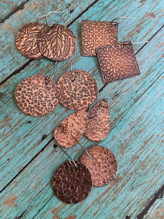 Small Copper Disk Earrings