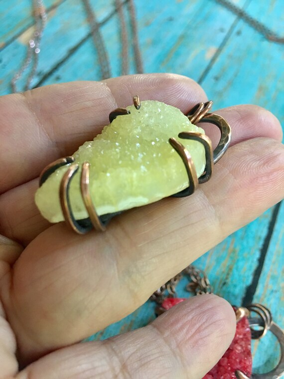 Yellow Quartz Druzy Pendant