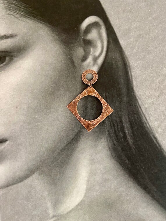Long Post Copper Earrings