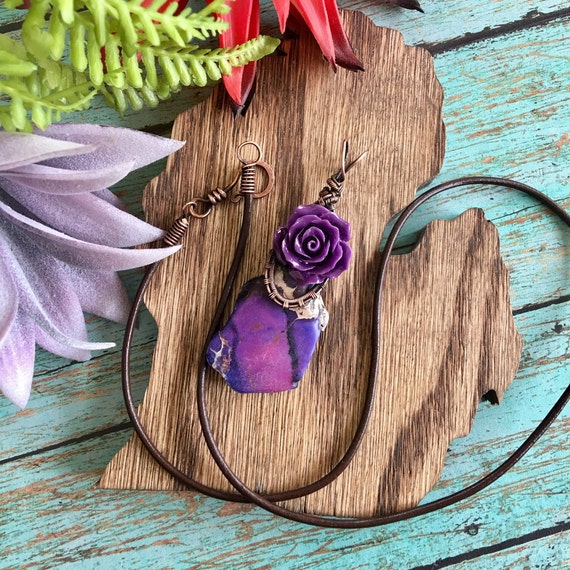 Purple Flower Boho Pendant