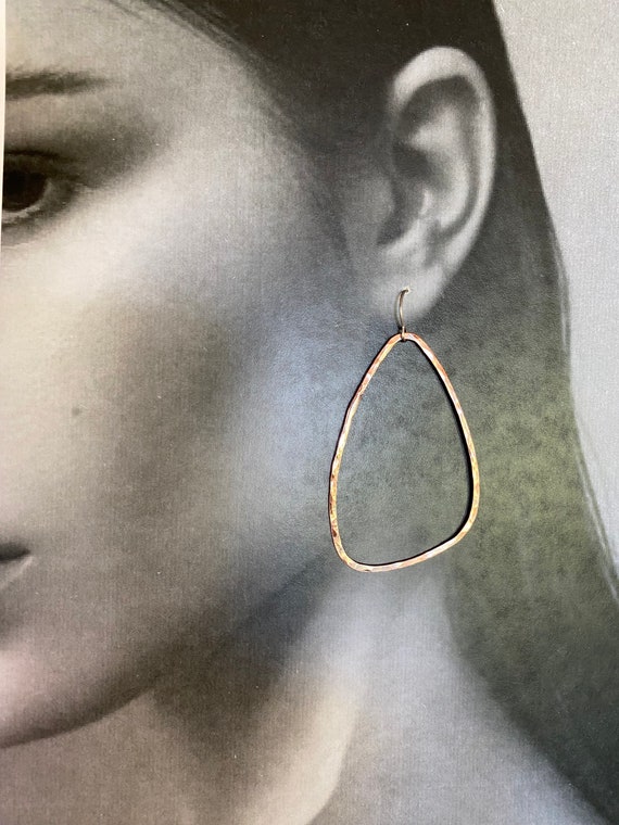 Lightweight Large Hammered Copper Hoop Earrings