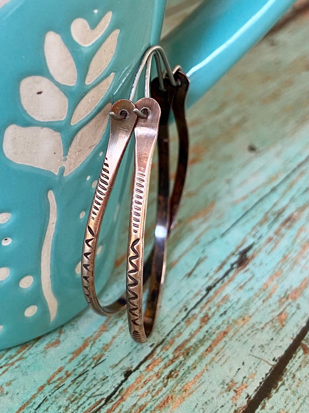 Oxidized Stamped Hoops main image 0
