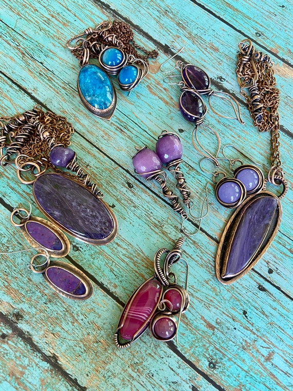 Rustic Purple Charoite Jade Copper Set